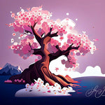 Art Bloom, digital cherry tree, pretty cherry tree drawing, cherry blossom art, pink wall art, pretty pink wall prints, pink flowers, flower art prints, pink wall prints, digital art prints, art prints for sale, art prints Australia, LJT, digital artist australia