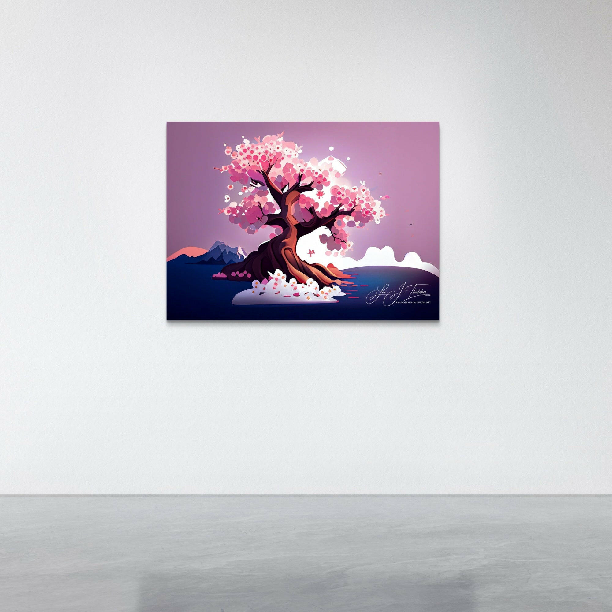 Art Bloom,  Sakura tree, Beautiful cherry blossom, Digital art prints, pink art prints, Digitally enhanced realism, cherry blossom prints, LJT Photography, digital art prints australia, Digital art prints for sale