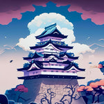 Castle Darkness, Osaka art, digital art prints, Japanese artwork, Japanese architecture art, Fantasy artwork, home decor, fantasy artwork,