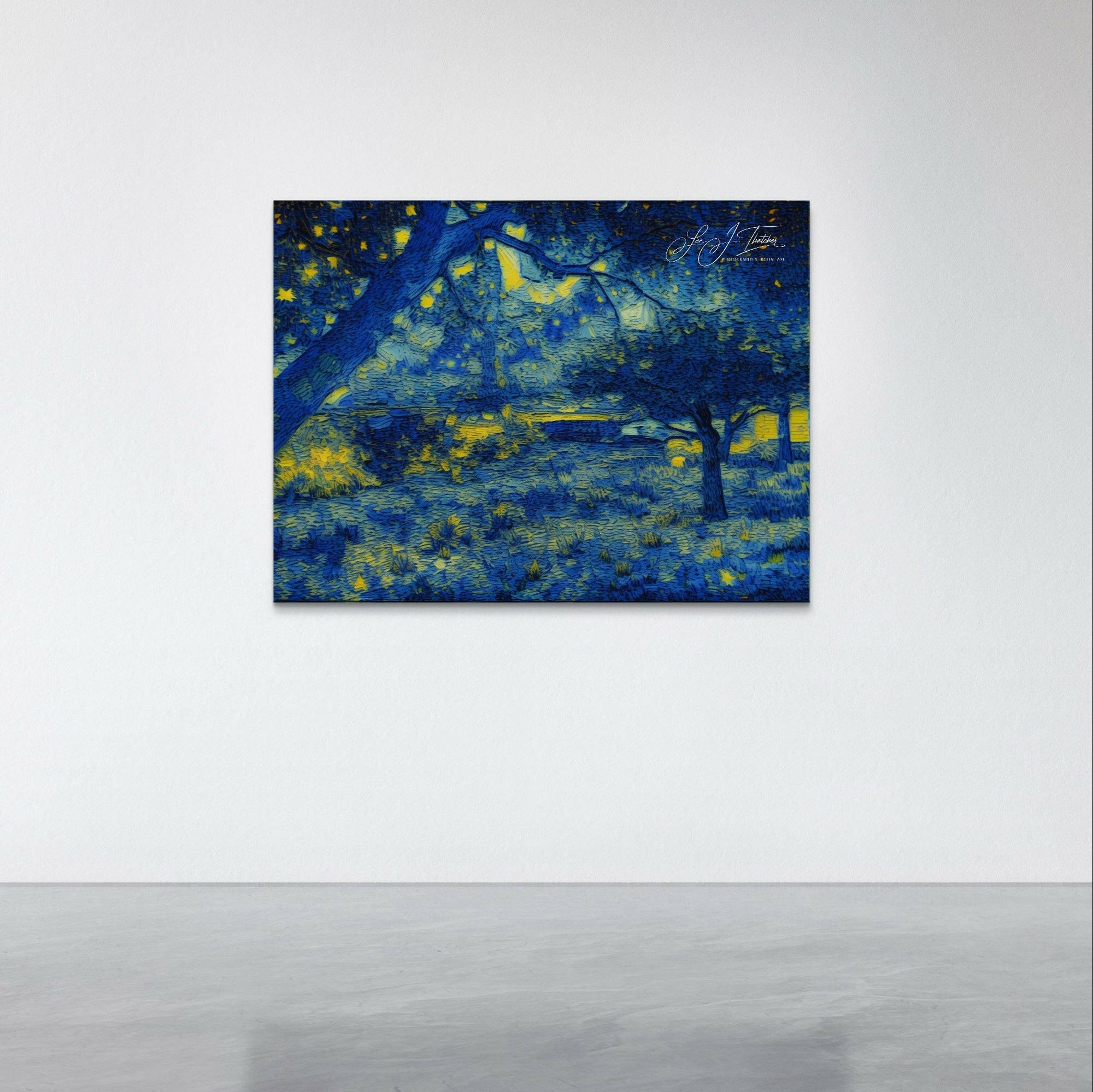 Christchurch Creek, abstract art, blue and yellow wall art, beautiful art for homes, beautiful art for businesses, Fine Art Photography, Digital art prints, wall art home decor, art prints online, Best art prints, van gogh inspired art,