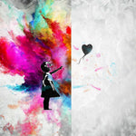 Inspired by B, inspired by Banksy, girl with a balloon, street art prints, abstract art prints, wall art prints, abstract explosion art, home art, art prints online, digital art, art prints online,