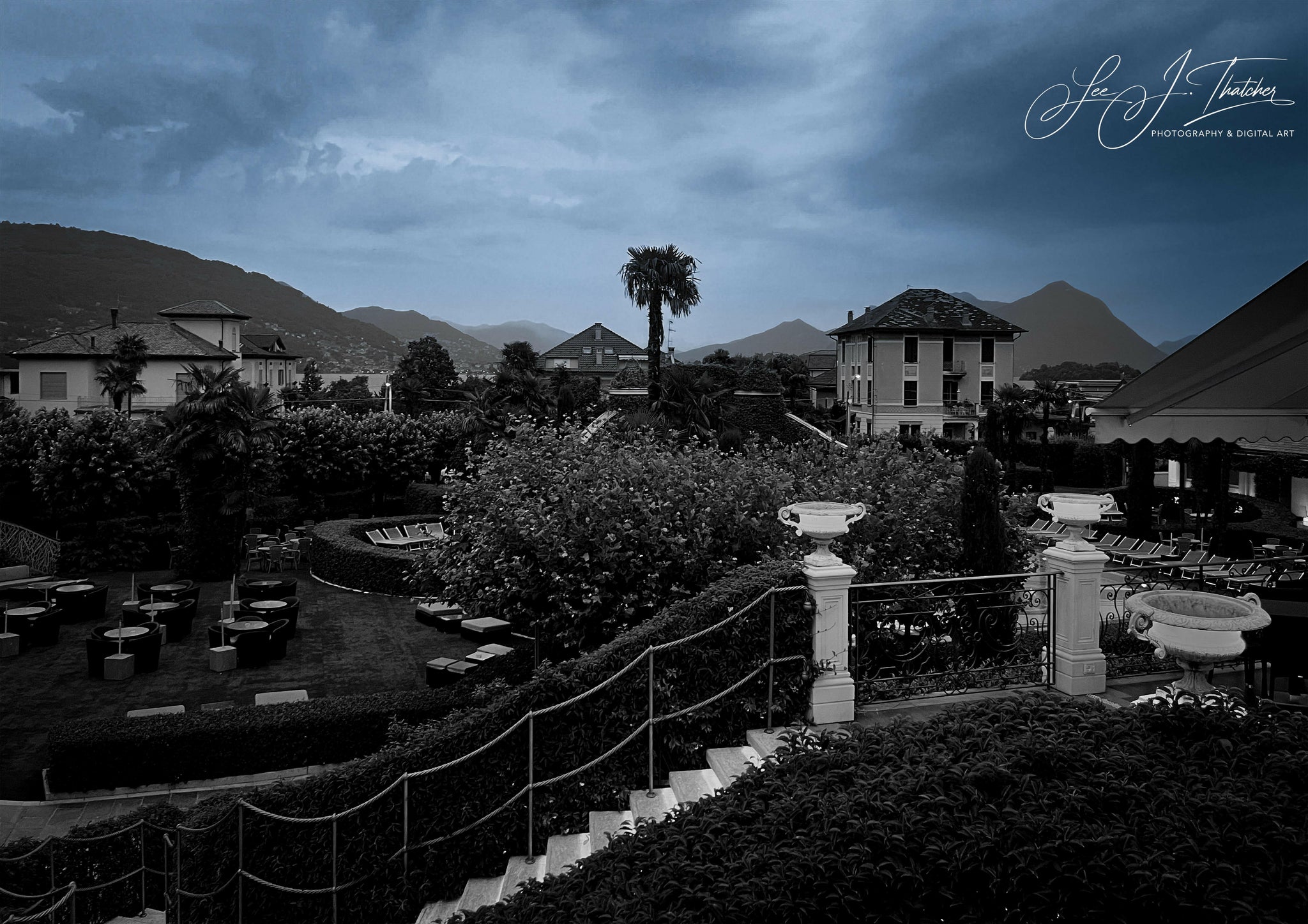 Italian Evening, lake district, Stresa photography, classic architecture photography, Italian photography prints,  Digital Art Prints for home, art for business, Travel Photography,