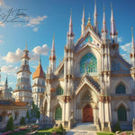 Milan, digital art, Digital Art Prints, Fantasy art prints, Fairytale art, Duomo Cathedral, romantic fantasy buildings, Digitally enhanced realism, LJT digital art, castle art prints, Fairytale buildings, fairytale inspired art, romantic building,
