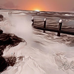 Mordy Whitewash, digital artistry, Mordialloc Pier, reworked photograph, pier artwork, beach waves photography, photography prints, Australian beach prints, neutral artwork, neutral home decor, wall decor, digital artist, Australian digital artist, reworked photography, LJT photography