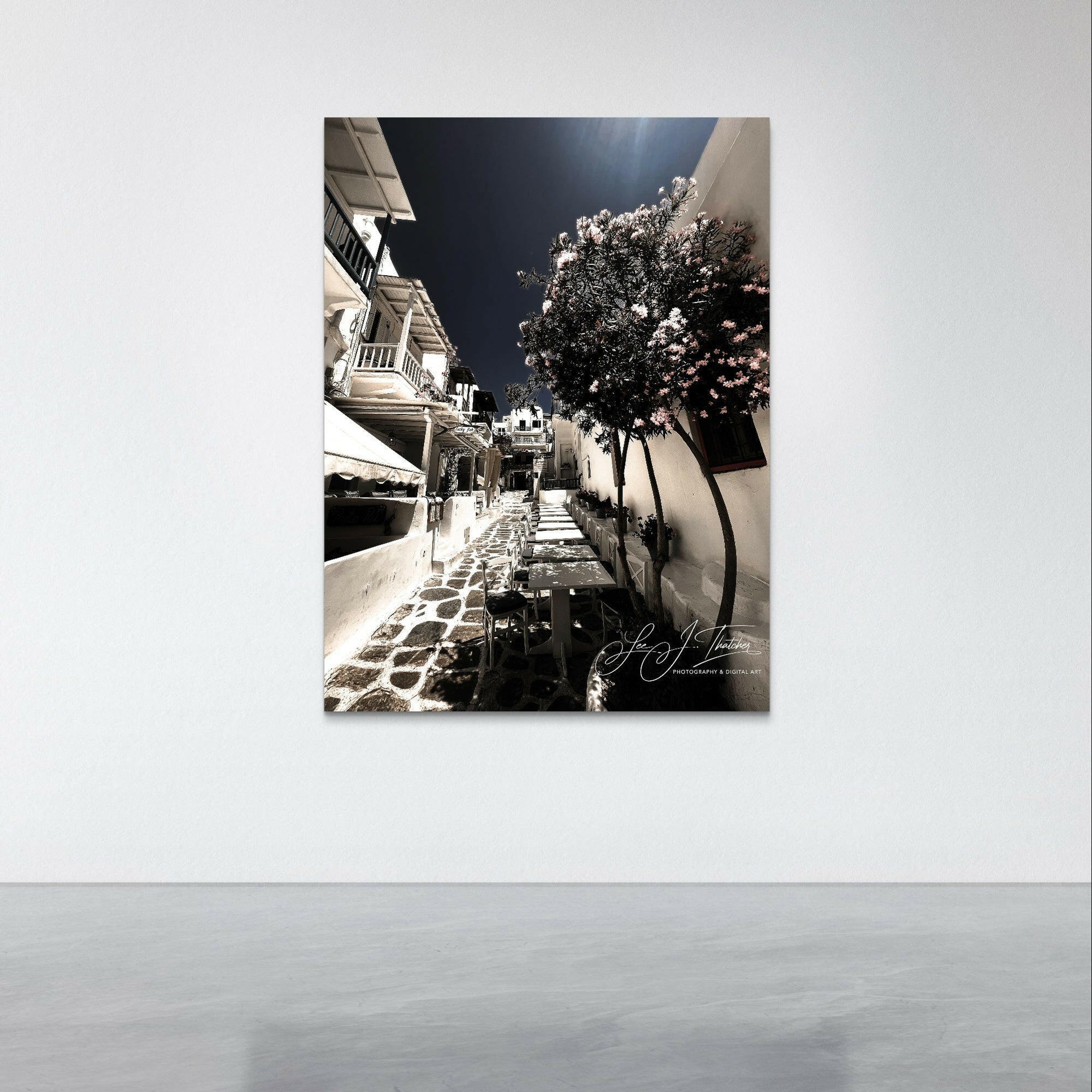 Mykonos Night, Fine Art Photograph, Mykonos photography, Cyclades Islands photography, Cyclades Islands art prints, Mykonos travel photography, streets of Mykonos, Mykonos wall decor, greek art prints