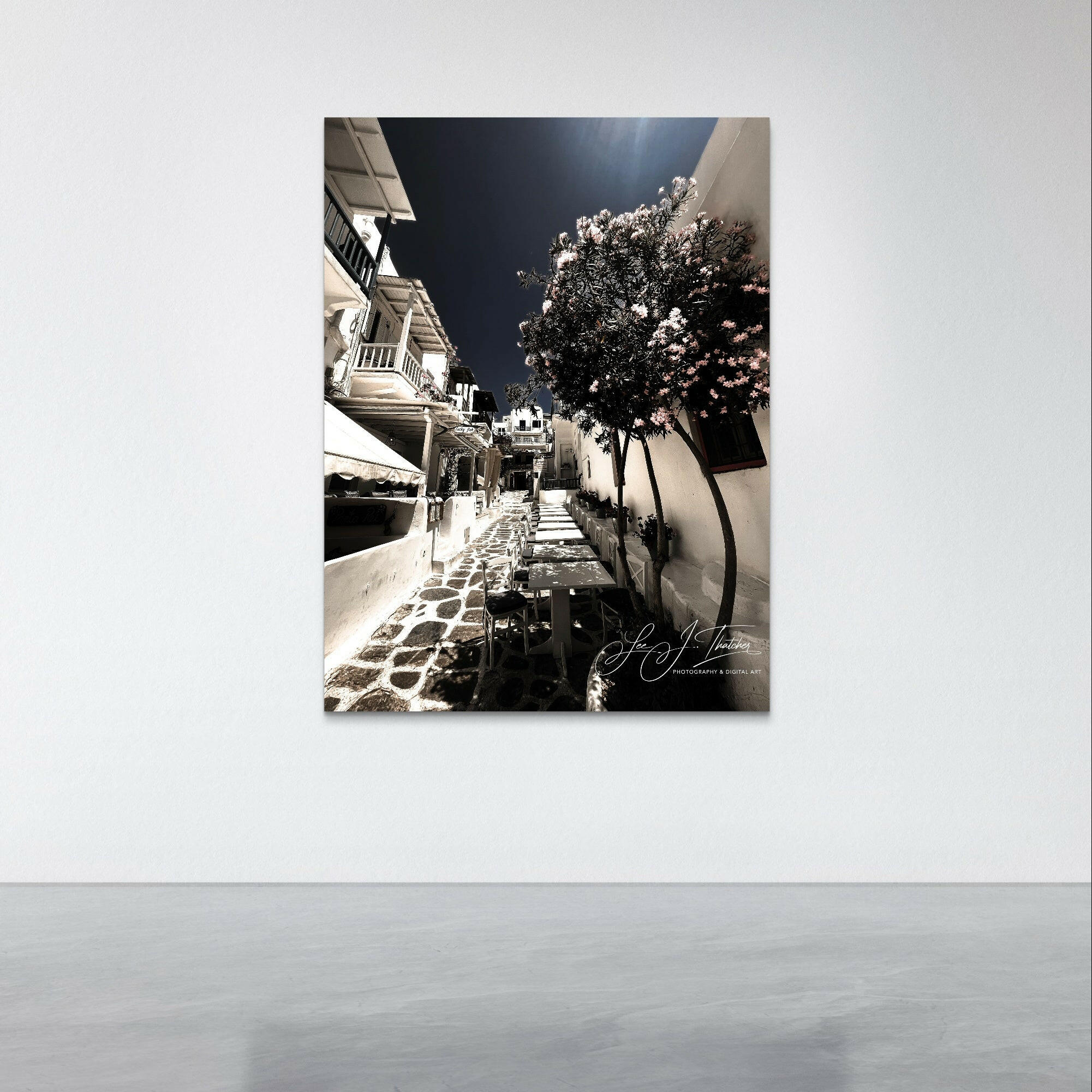 Mykonos Night, Fine Art Photograph, Mykonos photography, Cyclades Islands photography, Cyclades Islands art prints, Mykonos travel photography, streets of Mykonos, Mykonos wall decor, greek art prints