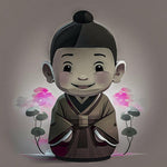 One Little Monk, little monk drawing, cute monk art, buddhist monk cartoon, cute little monk art, buddist art, buddist wall art, monk drawing, digital art prints, digital art prints cute, simple wall art, wall decor, home artwork, digital realism art,