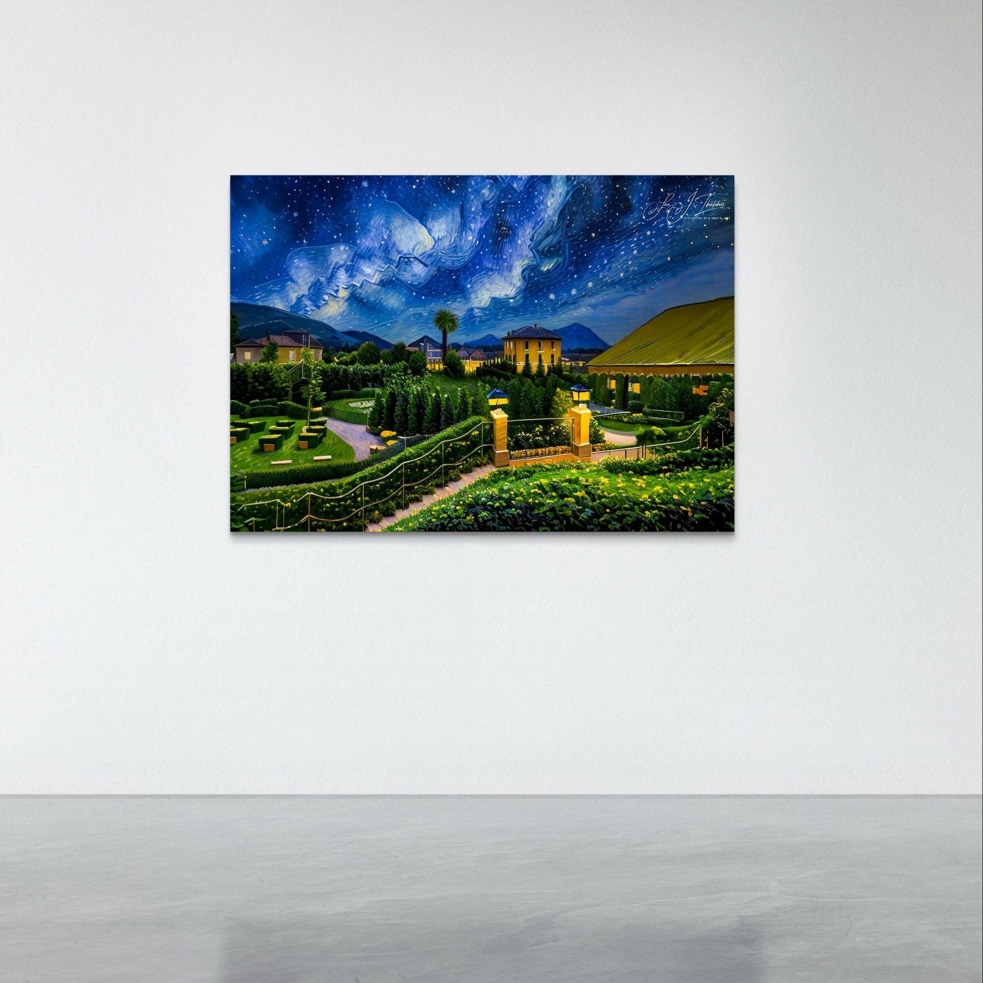 Stresa Villa Nights, Lake Maggiore, digital realism artwork, Wall prints, art prints for home, business artwork, fine art photography, digital art prints