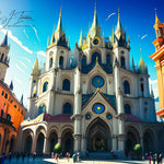 Urban Castle, Milan photography, travel photography, digitally reimagined photography, Duomo Cathedral,  Dramatic digital realism, wall prints, wall decor, fantasy art, castle artwork, gothic cathedral art
