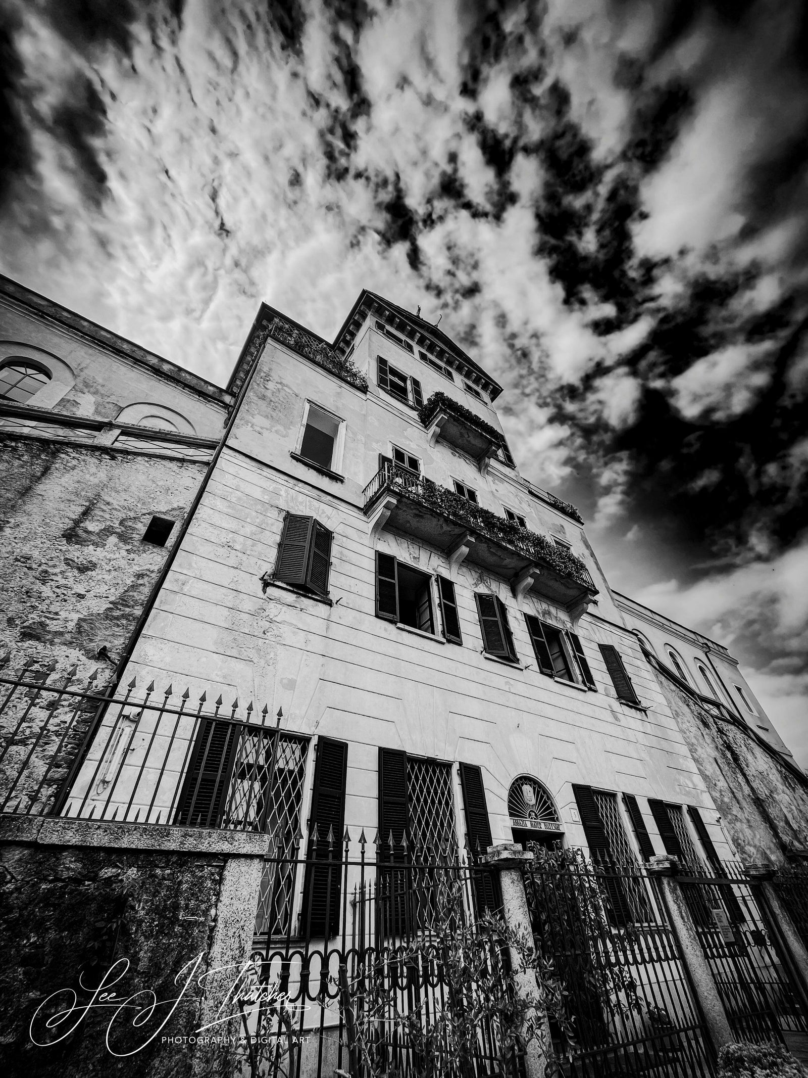 Village Digs, Parma Italy photography, Black and white wall prints, wall prints, Italian photography, photography of Italy, Italian architecture, terrace home Italy,